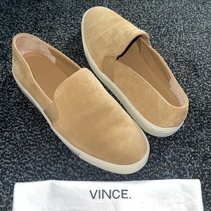 Vince Suede Camel Brown Slip On Sneakers Shoes